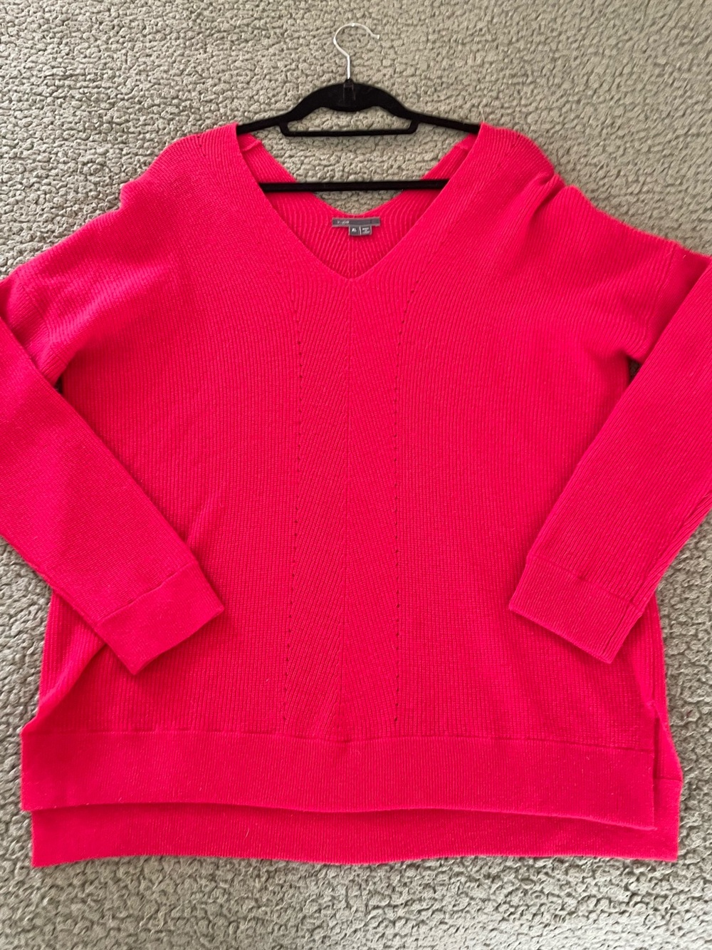 Vince Soft Hot Pink Magenta Cashmere Sweater Pullover V Neck XL